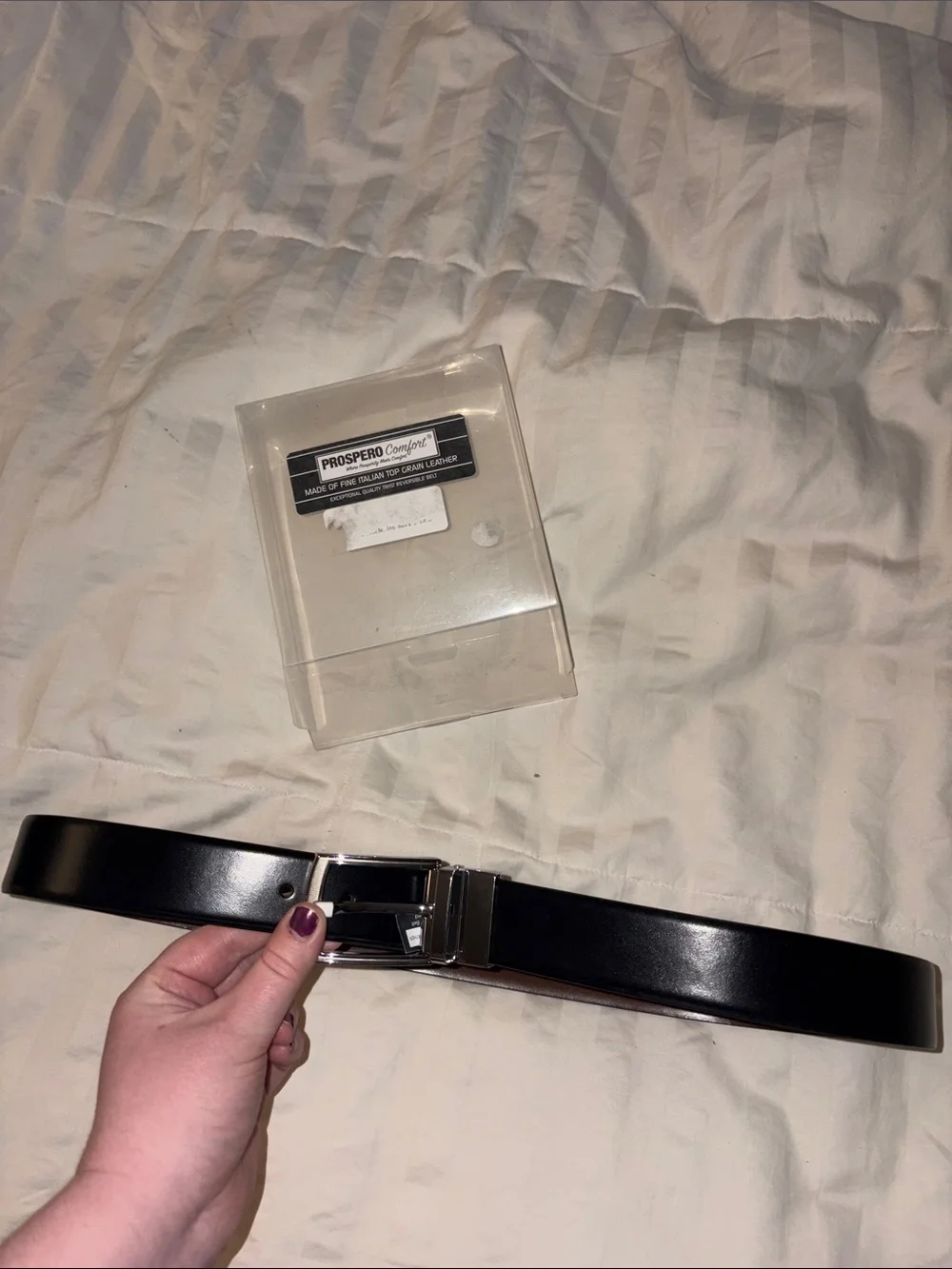 Brand New Men’s Prospero Black Italian Leather Belt with Silver Buckle